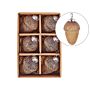 Set Of 6 Christmas Baubles Gold Glass Hanging Acorn Xmas Tree Balls Holiday Decor