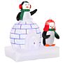 Homcom 1.5m Christmas Inflatable Two Penguins Wearing A Scarf With Ice House Blow Up Decor Home Indoors With Built-in Led Lights Toys In Lawn Garden