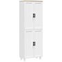 Homcom Freestanding Kitchen Cupboard, 4-door Storage Cabinet Organizer With Adjustable Shelves, 170cm, White