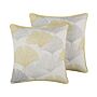 Set Of 2 Decorative Cushions Multicolour Leaf Pattern 45 X 45 Cm Floral Print