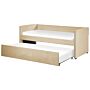 Trundle Bed Beige Velvet Eu Single Wooden Slats Daybed Glamour Decorative Studs