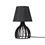 Table Lamp Black Colour Wood Base And Black Fabric Lampshade