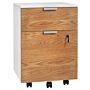 Homcom 2 Drawer Filing Cabinet With Lock And Wheels, Mobile File Cabinet With Adjustable Hanging Bars For A4 And Letter, Under Desk Office Cabinet, White And Natural Wood Effect