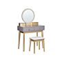 Dressing Table Grey And Gold Mdf 4 Drawers Led Mirror Stool