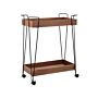 Kitchen Trolley Black Metal Light Wood 78 Cm With Shelves And Castors Industrial