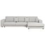 Left Hand 4 Seater Corner Sofa Light Grey Fabric Upholstered Track Armrests Additional Cushions