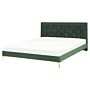 Upholstered Bed Frame Eu Double 4ft6 Green Headboard Velvet Golden Legs