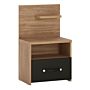 Monaco 1 Drawer Bedside With Open Shelf (rh) In Oak And Black