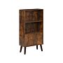 Bookcase Dark Wood Freestanding 2 Open Shelves Storage Cabinet