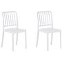 Set Of 2 Garden Chairs White Plastic Stackable Lightweight Weather Resistant