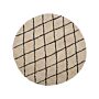 Area Rug Beige With Black Round 140 Cm Modern Shaggy Polyester Geometric Pattern