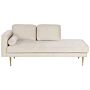 Chaise Lounge Beige Velvet Upholstered Left Hand Orientation Metal Legs Bolster Pillow