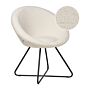 Accent Chair Off-white Boucle Upholstery Round Cream Seat Retro Minimalist Beliani