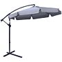 Outsunny 2.7m Banana Parasol Cantilever Umbrella With Crank Handle And Cross Base, Hanging Sun Shade, Dark Grey