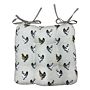 Padded Seat Pad With Ties With A Chicken Print Design