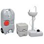 Vidaxl Portable Camping Toilet And Handwash Stand Set With Water Tank