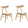 Set Of 2 Dining Chairs Light Rubberwood Frame Light Grey Polyester Fabric Seat Armless Scandinavian Retro Design