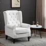 Homcom Wingback Accent Chair, Retro Upholstered Button Tufted Occasional Chair For Living Room And Bedroom, Cream White