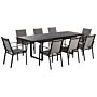 Garden Dining Set Black Extending Table Chairs Outdoor 8 Seater Aluminium