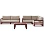 Garden Sofa Set Mahogany Brown And Taupe Acacia Wood Outdoor 4 Seater 2 Sofas With Coffee Table Cushions