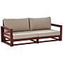 Garden Sofa Mahogany Brown And Taupe Acacia Wood Outdoor 2 Seater With Cushions