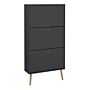 Cumbria Shoe Cabinet 3 Flap Doors Dark Grey