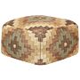 Pouffe Multicolour Jute And Wool 50 X 50 Cm Oriental Pattern Kilim Style Washed Colurs