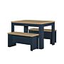 Highgate Dining Table & Bench Set Navy Blue & Oak