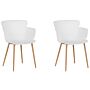 Set Of 2 Dining Chairs White Synthetic Material Metal Legs Ergonomic Back