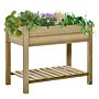 Outsunny Garden Wooden Planters, Raised Garden Bed With Legs And Storage Shelf, Gardening Standing Growing Bed Flower Boxes, Balcony