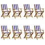 Vidaxl Folding Garden Chairs 8 Pcs Blue And White Fabric And Solid Wood