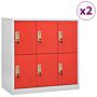 Vidaxl Locker Cabinets 2 Pcs Light Grey And Red 90x45x92.5 Cm Steel