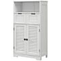 Kleankin Bathroom Storage Unit With Louvred Doors, Bathroom Floor Cabinet With Drawers, Open Shelf And Adjustable Shelf