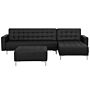 Corner Sofa Bed Black Faux Leather Tufted Modern L-shaped Modular 4 Seater With Ottoman Left Hand Chaise Longue