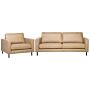 Sofa Set Beige Faux Leather 3 Seater Sofa Armchair