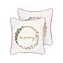 Set Of 2 Scatter Cushions White Velvet Fabric 45 X 45 Cm Christmas Motif Cotton Removable Covers