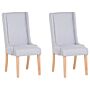 Set Of 2 Dining Chairs Light Grey Fabric Upholstered High Back Wooden Legs Modern Parsons