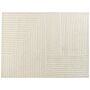 Area Rug Beige Wool 300 X 400 Cm Striped Pattern Solid Colour Modern Minimalistic Living Room Rug