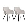 Set Of 2 Dining Chairs Taupe Fabric Seats Metal Legs For Dining Room Kitchen