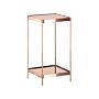 Side Table Copper Tempered Glass Top Metal Legs With Shelf Shiny