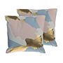 Set Of 2 Decorative Cushions Pink With Gold Abstract Pattern 45 X 45 Cm Paint Print