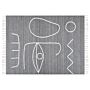 Area Handwoven Rug Grey Polyester 140 X 200 Cm Rectangle Abstract Pattern With Tassels Rectangular