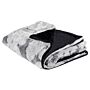 Blanket Grey Polyester 150 X 200 Cm Furry Soft Pile Bed Throw Cover Floral Pattern