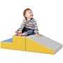 Homcom 2 Piece Soft Play Set For Toddler Climb And Crawl, For 12-36 Months, Grey