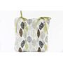 Fabric Seat Pad With Ties In Contemporary Green Leaf Print Design 36cm