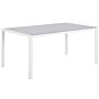 Garden Dining Table Grey Tempered Glass Top White Aluminium Frame 160 X 90 Cm