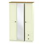 Warwick Tall Triple Mirror + Drawer Wardrobe In Cream Ash & Modern Oak