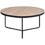 Coffee Table Light Wood Tabletop Black Metal Legs Round Large 80 X 80 X 40 Cm Living Room Furniture Beliani