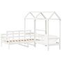 Vidaxl Day Bed And Bench Set With Roof White 90x190 Cm Solid Wood Pine