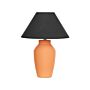 Table Lamp Orange Ceramic Base Linen Shade 52 Cm Fabric Drum Black